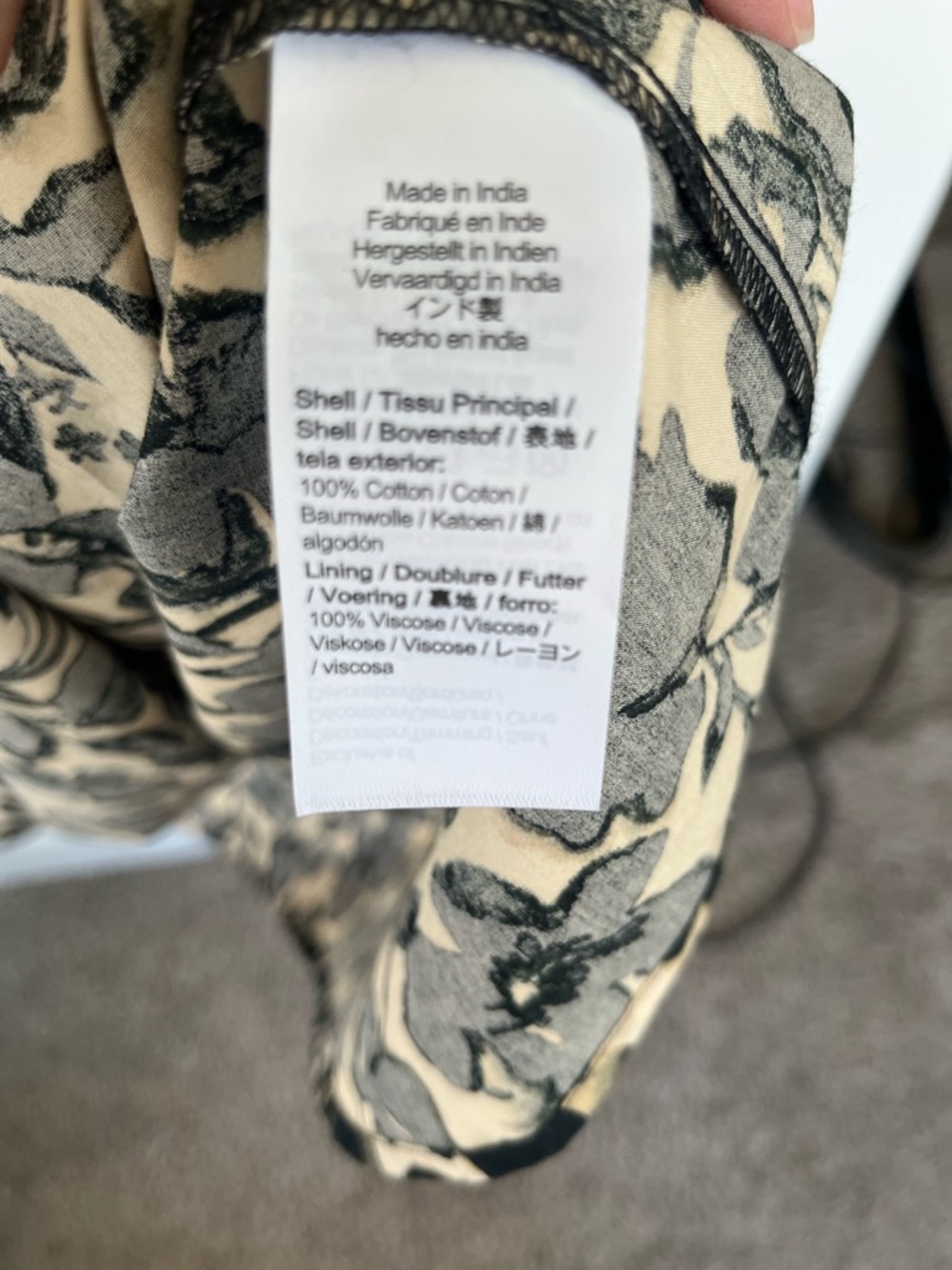 J. Crew Black and Cream Floral Smocked Midi Dress - Picture 7 of 8